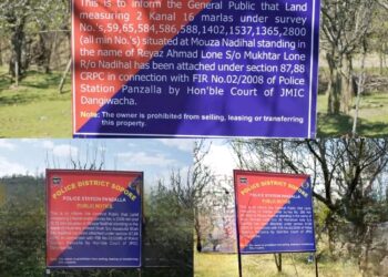 Police attach Properties of three Proclaimed Offenders in E&IMCO Case in Sopore