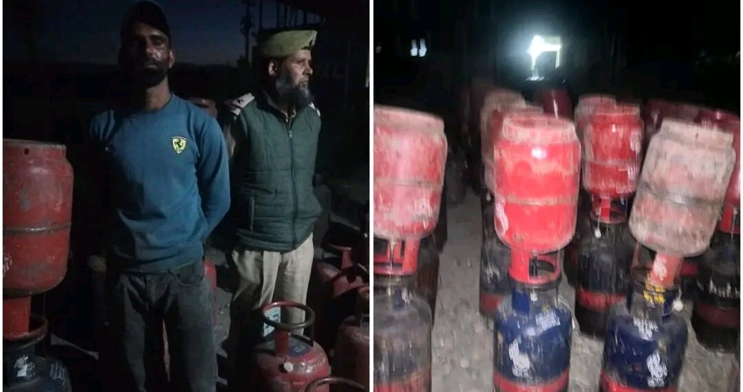 Police bust illegal LPG Decanting Racket, 80 Cylinders seized in Pulwama