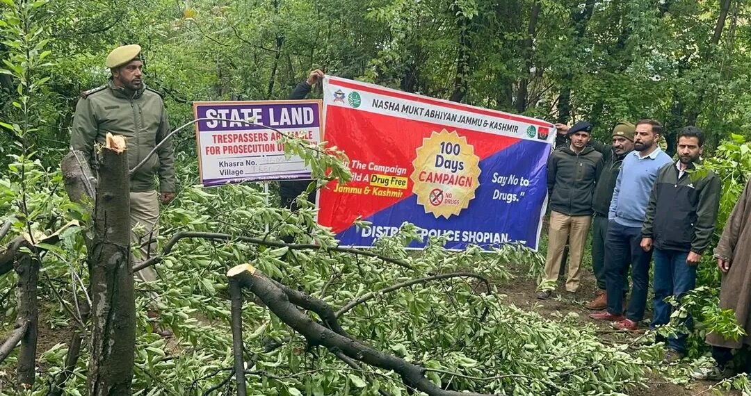Police, District Admin destroy illegal assets on state land in Shopian