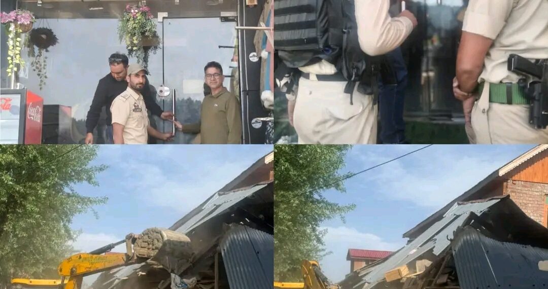 Police demolish Commercial establishment of drug peddler in Baramulla
