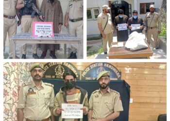 Four drug peddlers arrested across Kashmir; Contraband substances recovered