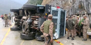 Six CRPF personnel injured after vehicle skids off road in Ganderbal