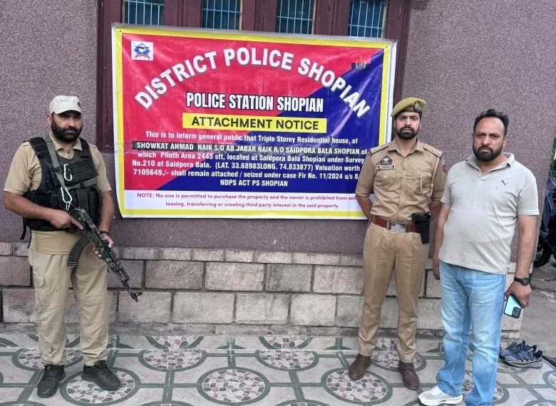 J&K police attaches residential house acquired through proceeds of drug trafficking in Shopian
