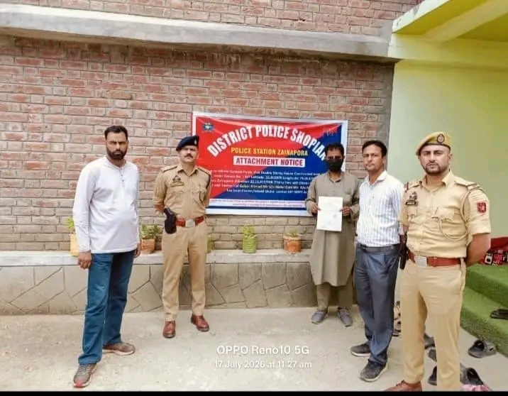 Police attach residential house acquired through proceeds of drug trafficking in Shopian