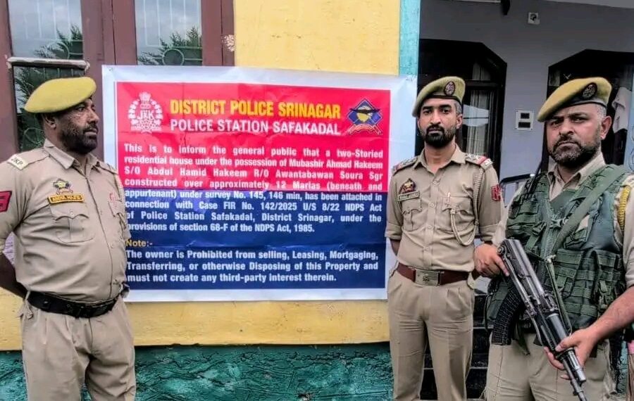 Police attach Property worth Rs ₹2.74 Crore of drug peddler in Srinagar 