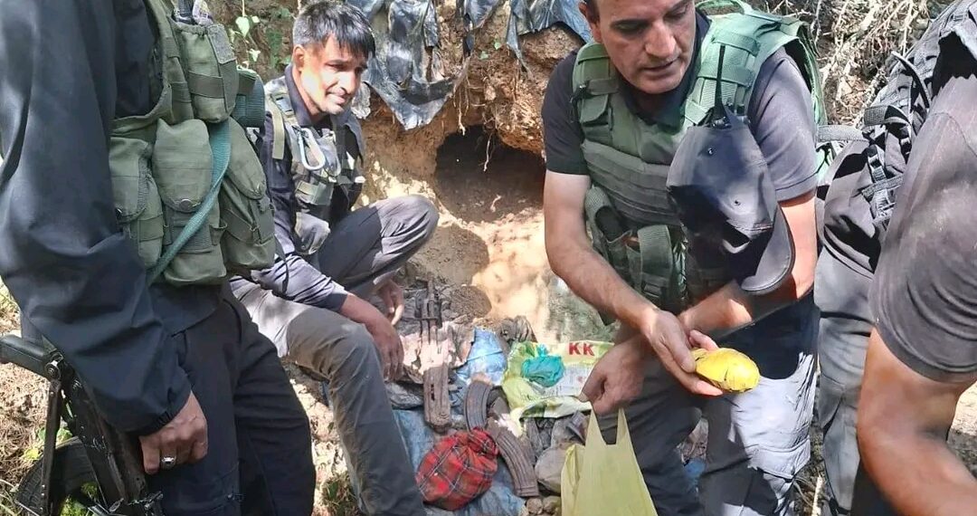 Police Busts Hideout in Handwara forest, Huge Cache of Arms and Ammunition Recovered