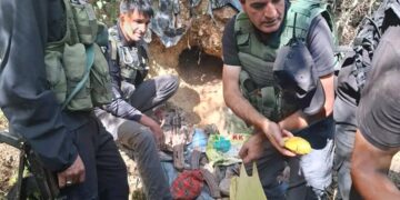 Police Busts Hideout in Handwara forest, Huge Cache of Arms and Ammunition Recovered