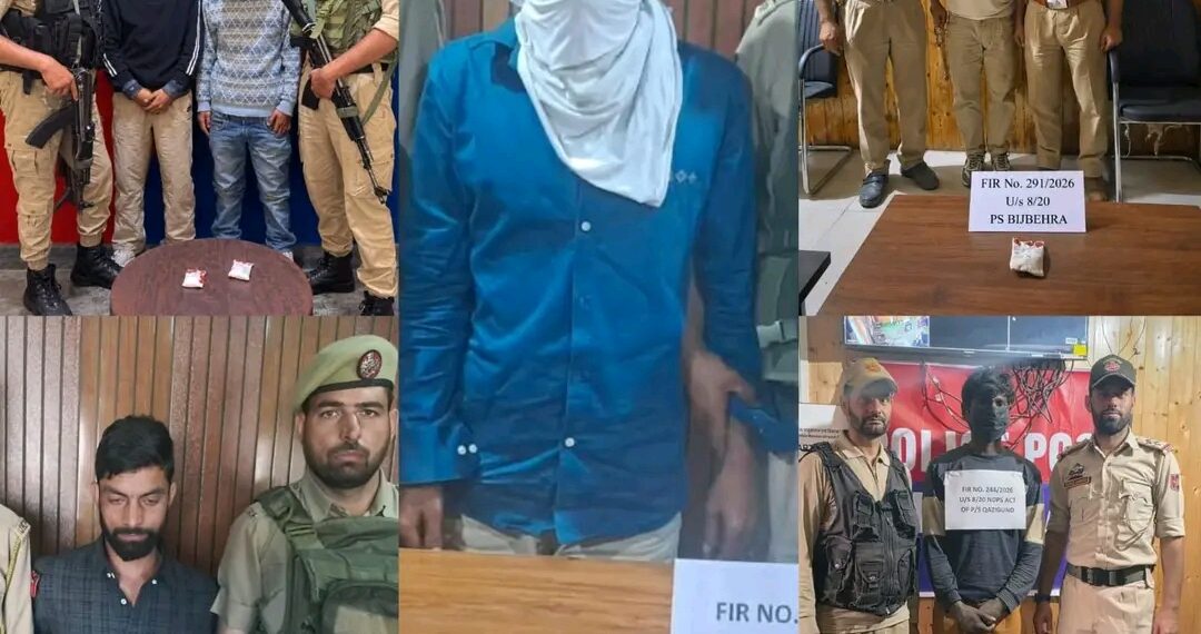 Police arrest 06 drug peddlers across South Kashmir 