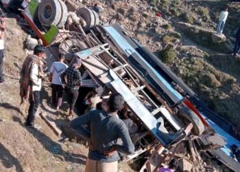Ten injured as bus skids off road, rolls down in Udhampur
