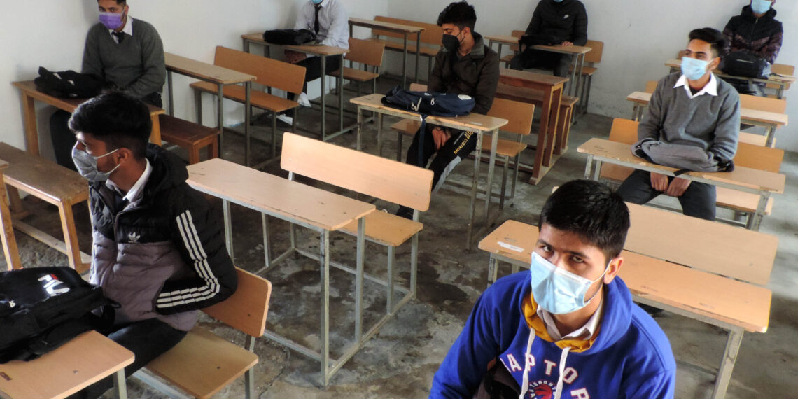 Higher Sec Schools across Kashmir re-opened today after outbreak of COVID-19 last year