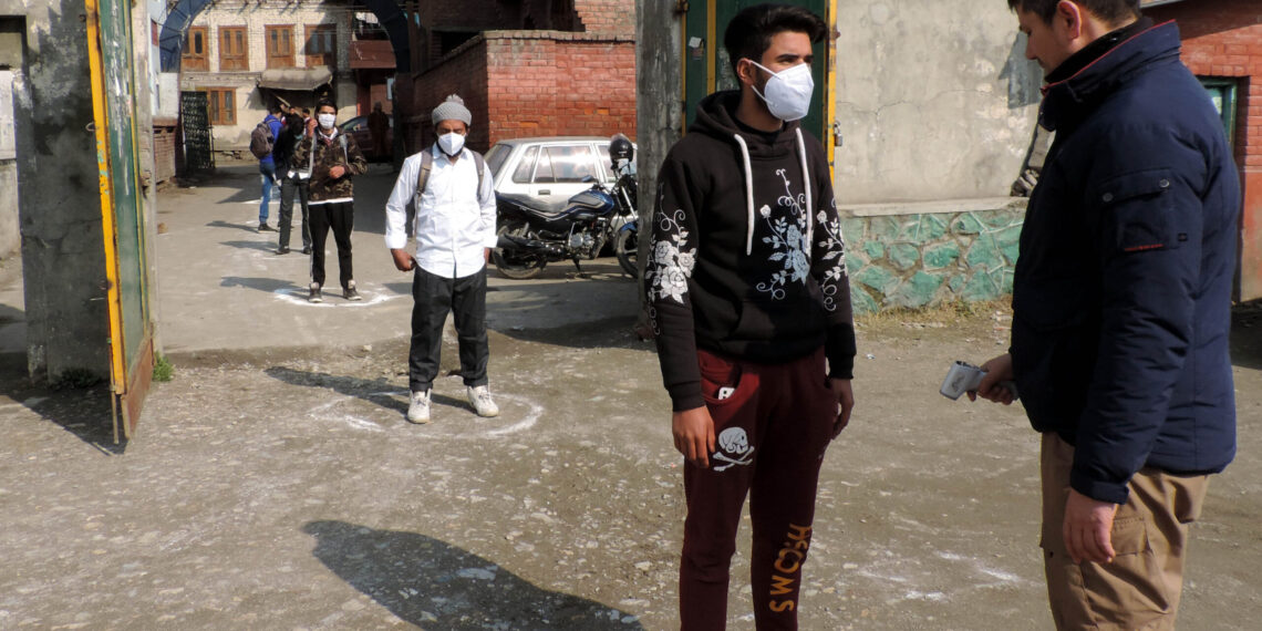 Higher Sec Schools across Kashmir re-opened today after outbreak of COVID-19 last year