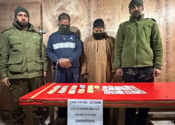 *Police arrests 02 Gamblers in Ganderbal, Stake money seized*