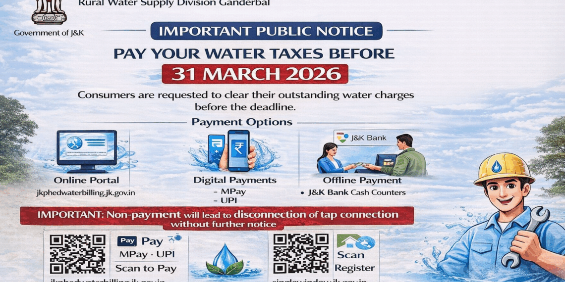 Ganderbal Residents Asked to Clear Water Dues Before End of Financial Year