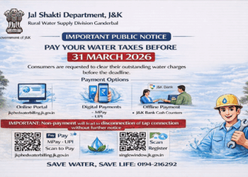 Ganderbal Residents Asked to Clear Water Dues Before End of Financial Year