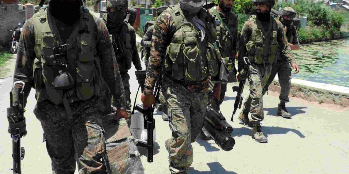 Three militants were killed in the gunfight in Srinagar on Sunday