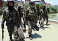 Three militants were killed in the gunfight in Srinagar on Sunday