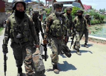 Three militants were killed in the gunfight in Srinagar on Sunday