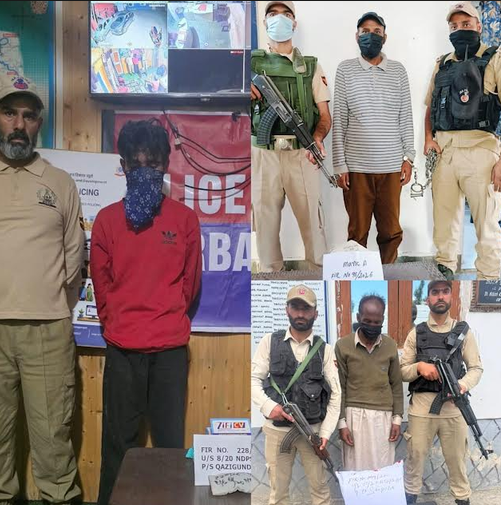 3 drug peddlers arrested in Kulgam & Shopian, contraband substance also seized : Police