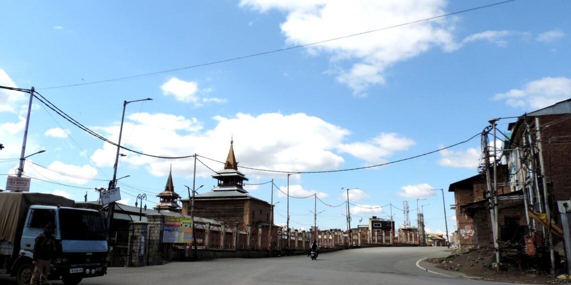 COVID-19: A deserted view of historic Jamia Masjid at Nowhatta in down town Srinagar