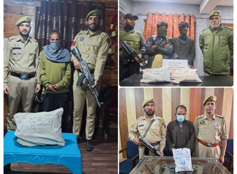 5 kg contraband substances seized in twin operations in South Kashmir, 4 held: Police