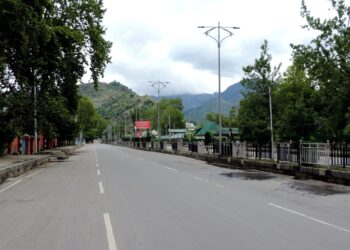 COVID-19: A deserted view of Moulana Azad road in Srinagar