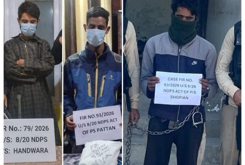 Seven drug peddlers arrested across Kashmir; Contraband substances recovered: Police