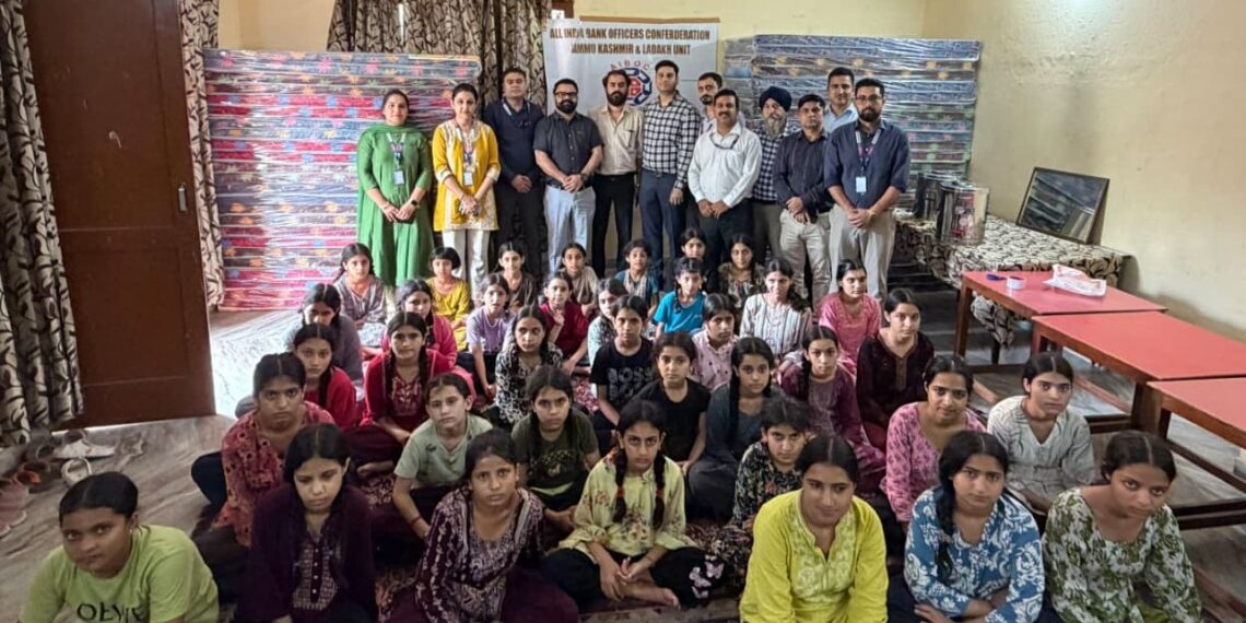 AIBOC J&K Donates 50 Mattresses to Balgran on Bank Nationalization Day