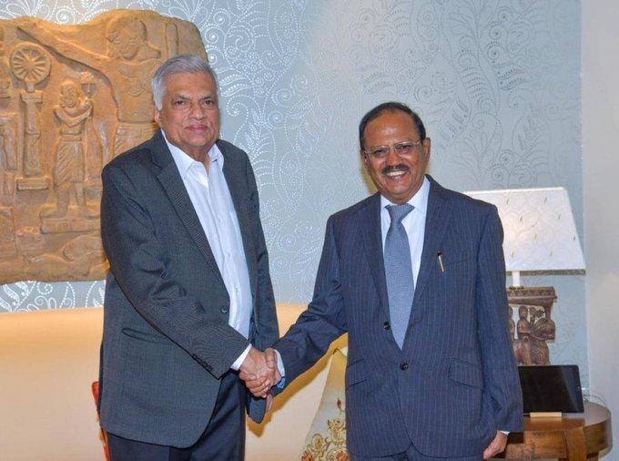 National Security Advisor Ajit Doval calls on Sri Lankan President Ranil Wickremesinghe