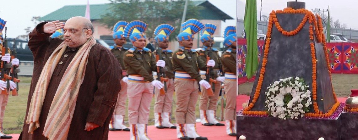 HM Amit Shah tributes CRPF men killed In 2019 Pulwama attack in J&K, LG Sinha also lays wreaths at the memorial