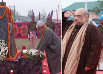HM Amit Shah tributes CRPF men killed in 2019 Pulwama attack, LG Sinha also lays wreaths at the memorial