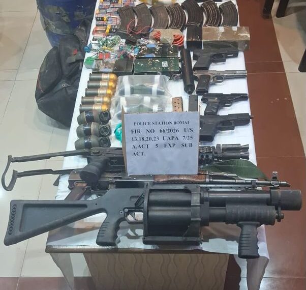 Arms, Grenades, IEDs Recovered During Search Operation in Sopore Forest