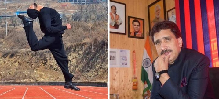 BJP spokesman Altaf Thakur congratulates Tral’s Firdous Ahmad Lone on his selection for 2025 National Games