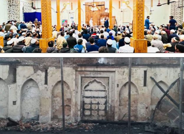 Reduced to ashes, Bazar Masjid reverberates with sermons on Friday prayers again