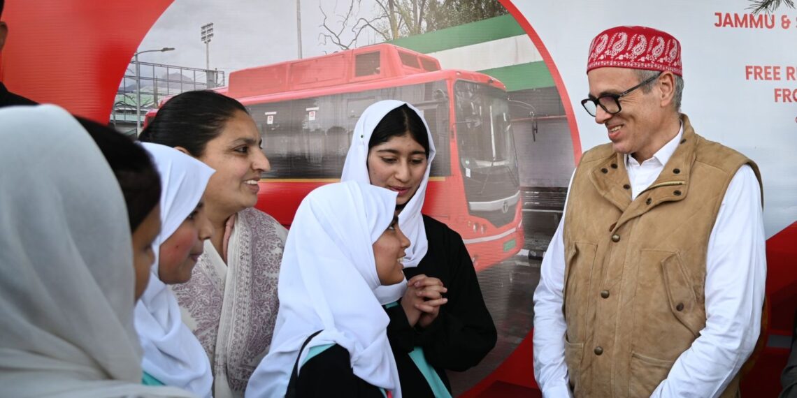 CM Omar Abdullah flags off free bus service for women across J&K