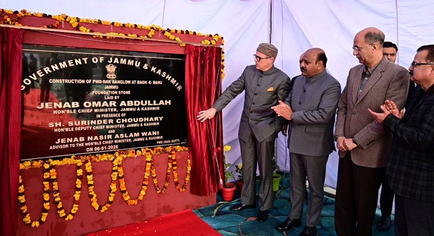 CM Omar lays foundation stone of Dak Bungalow at Bagh-e-Bahu