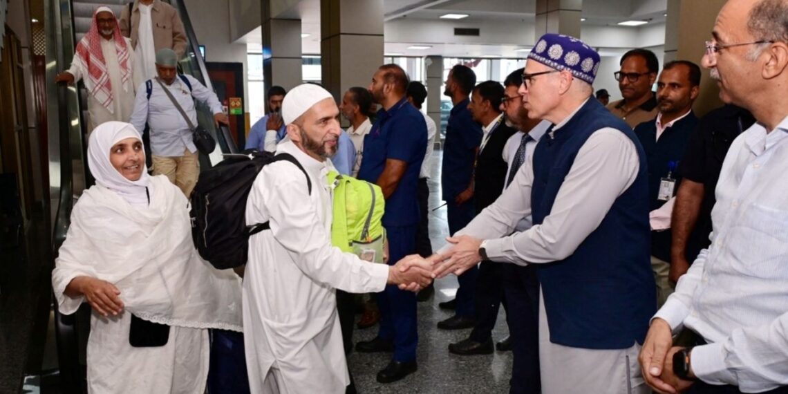 CM Omar receives first batch of Hujjaaj at Srinagar Airport