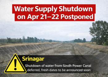 Water Supply Shutdown on Apr 21–22 postponed in Srinagar