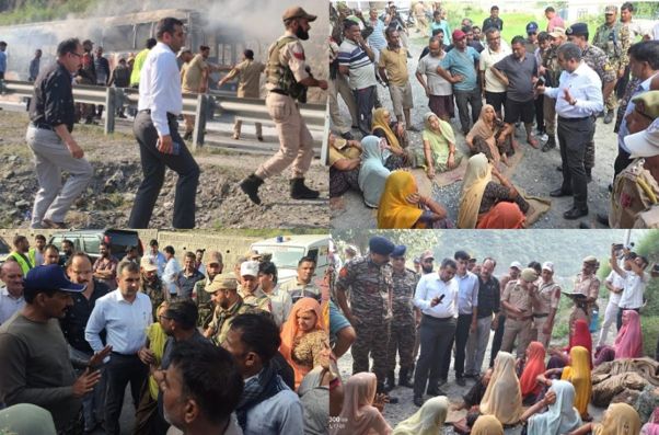 DC Ramban leads rescue operation after yatri bus catches fire on NH-44, all pilgrims safe