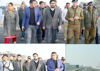 DC Srinagar conducts on site visit of Sanat Nagar Flyover, load testing underway for operationalisation of the flyover
