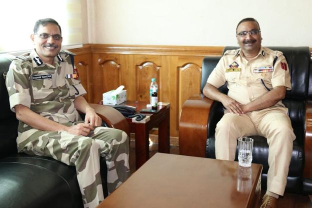 DG CISF calls on DGP Dilbag at PHQ Srinagar