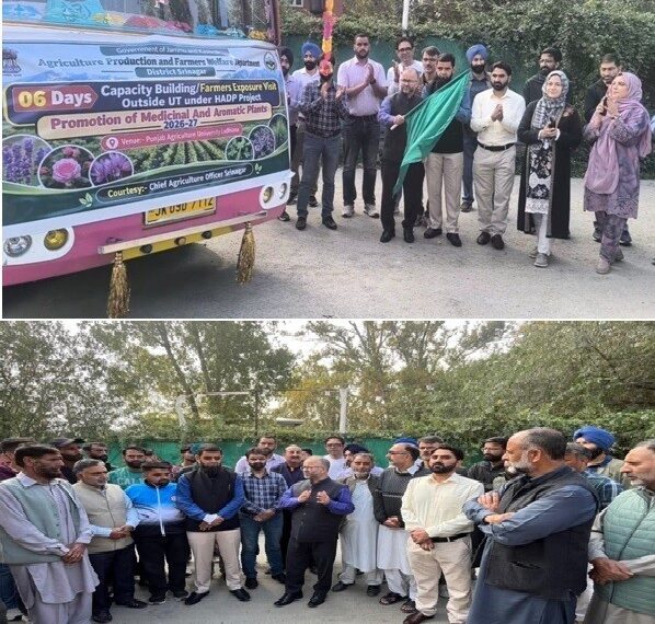 Director Agriculture Kashmir flags off farmers group for exposure visit to PAU