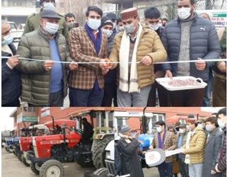DC Srinagar hands over Tractors to the farmers at Agriculture complex Lal Mandi