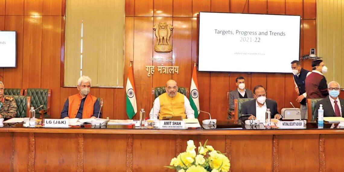 HM Amit Shah asks JK Admin, Others to strengthen security grid for zero cross border Infil, eliminate militancy