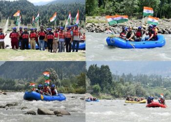 Distt Admin G’bal organizes river rafting under Har Ghar Tiranga Campaign