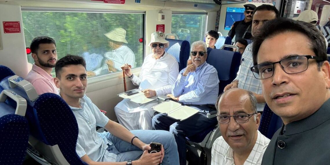 Dr Farooq travels from Srinagar to Katra by Vande Bharat train, Calls it ‘biggest gift’ to J&K people