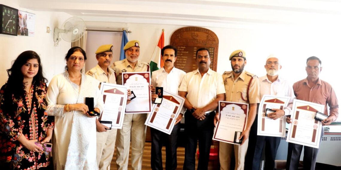 Director F&ES felicitates Personnel with Gallantry and Meritorious Service Medals