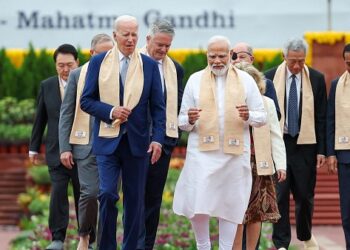 PM Modi , Visiting G20 leaders visit Rajghat, pay homage to Mahatma Gandhi