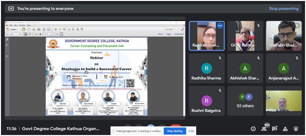 GDC Kathua organises Webinar on “Strategies to build a Successful Career”