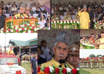 78th I’Day: LG Sinha hoists National Flag at Bakshi Stadium Srinagar