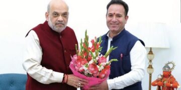 HM Amit Shah visits Lop Sharma’s residence in Jammu